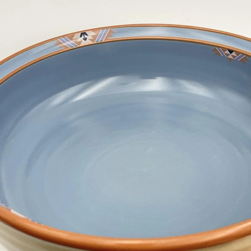 Vintage 1980s Noritake Blue Adobe Stoneware Serving Bowl 9.5
